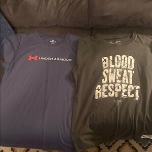 Under Armour Blue and Black Graphic Tees